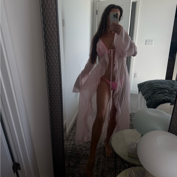 Sheer Pink Ruffle Cover-Up - Picture 2 of 3